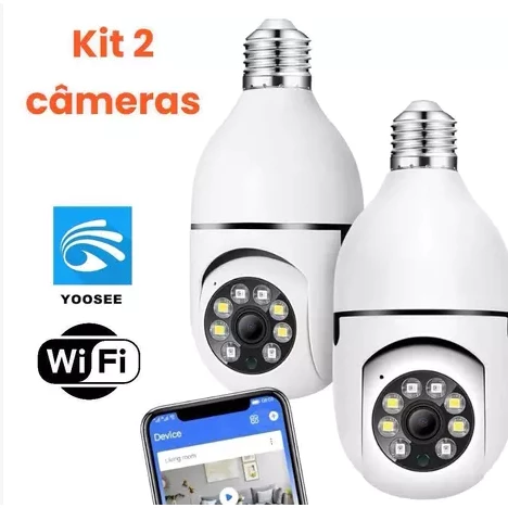 Kit 2 Câmeras segurança wifi ip sem fio 360 encaixe lampada Infravermelho sem fio ptz full HD G4