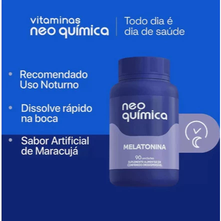 Melatonina Neo Química 90 Comprimidos Orodisperiveis (sabor maracuja)