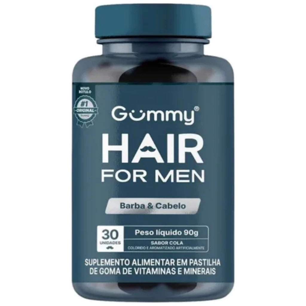 Gummy Hair For Men Fortalecimento Bitiona Barba e Cabelo 30 Pastilhas 90g