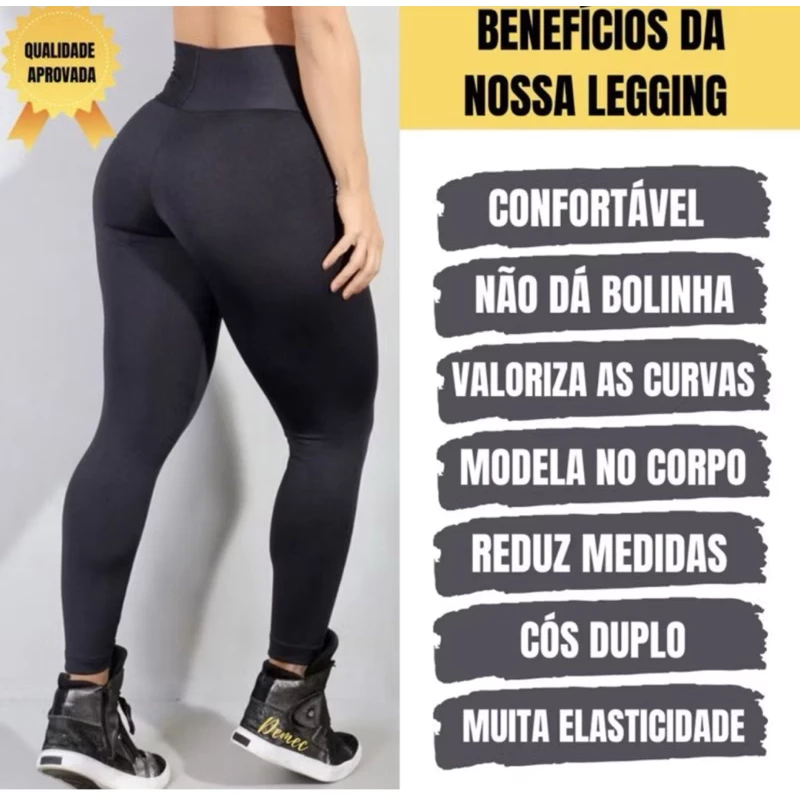 Kit 2 Calça Termica Flanelada Legging Academia Suplex Grossa Modeladora Leg Cintura Alta Peluciada